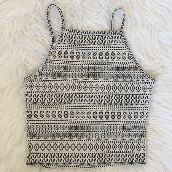 Garage Tops - Tribal Aztec halter high neck crop top